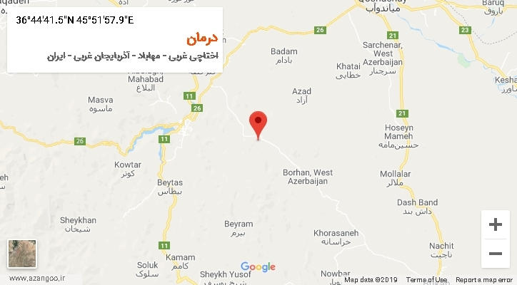 روستای درمان بر روی نقشه