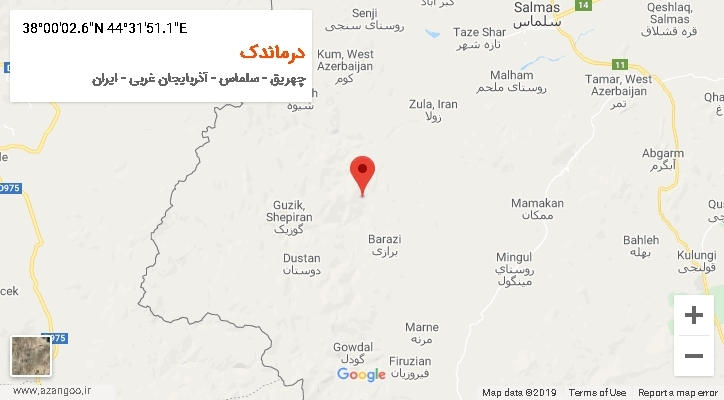 روستای درماندک بر روی نقشه