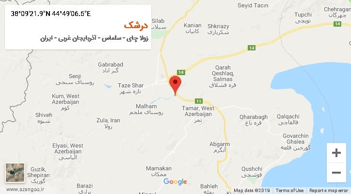 روستای درشک بر روی نقشه