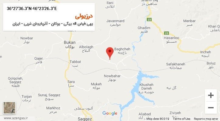 روستای درزیولی بر روی نقشه
