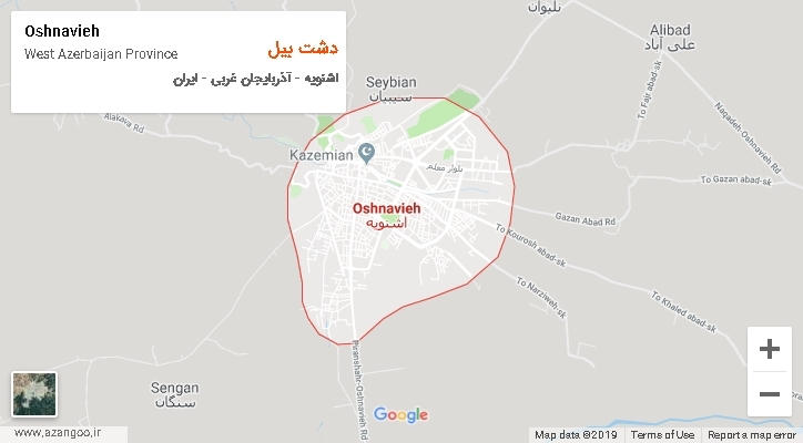 دهستان دشت بیل بر روی نقشه