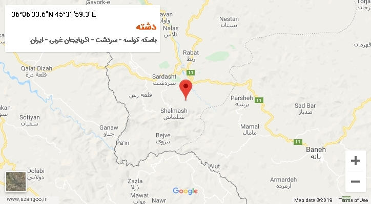 روستای دشته بر روی نقشه