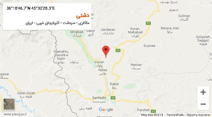 روستای دشتی بر روی نقشه