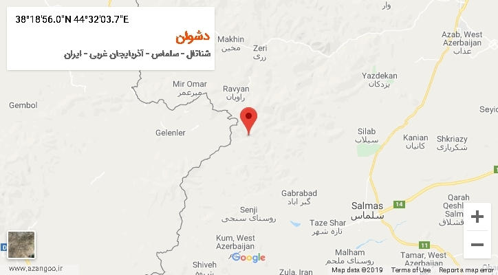 روستای دشوان بر روی نقشه