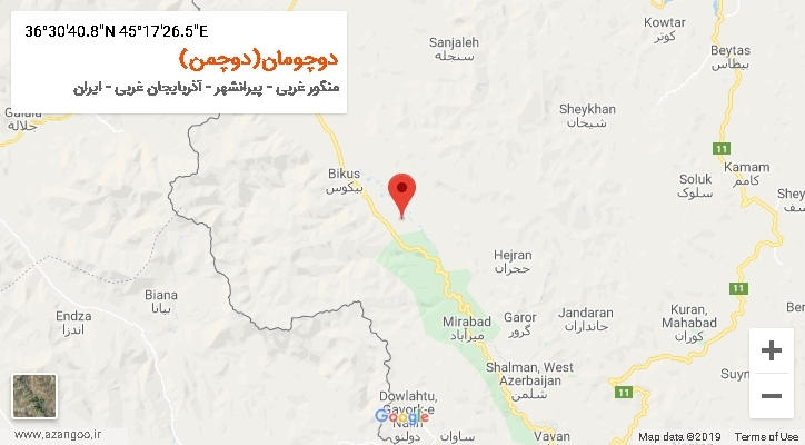 روستای دوچومان(دوچمن) بر روی نقشه