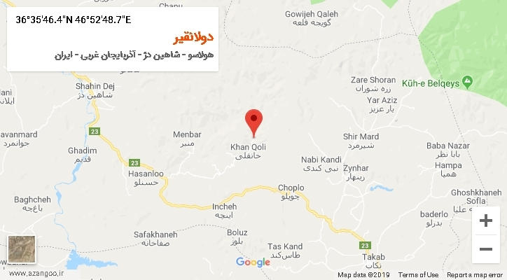 روستای دولانقیر بر روی نقشه