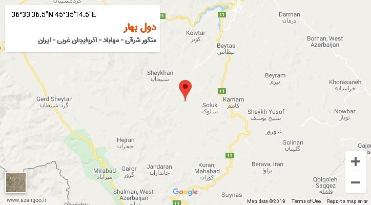 روستای دول بهار بر روی نقشه