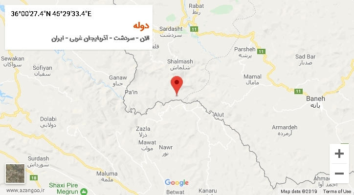 روستای دوله بر روی نقشه