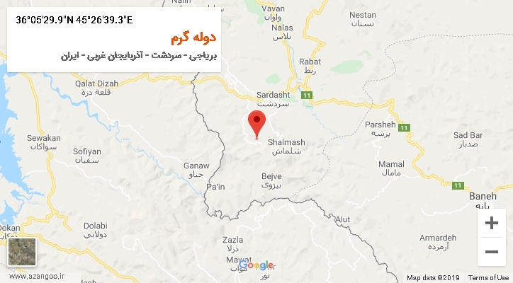روستای دوله گرم بر روی نقشه