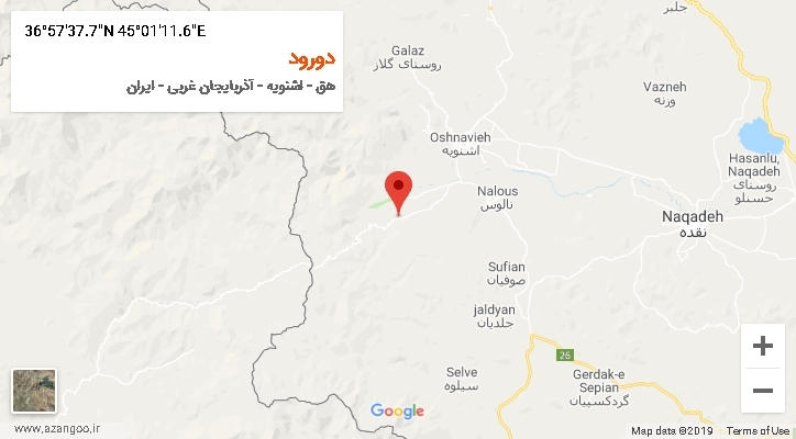 روستای دورود بر روی نقشه