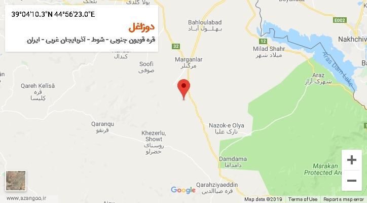 روستای دوزاغل بر روی نقشه