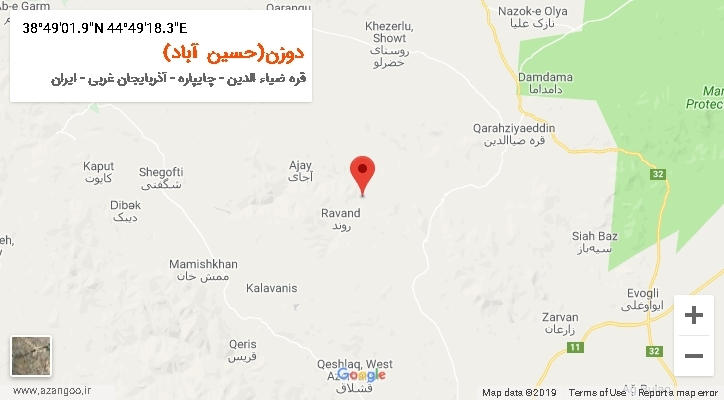 روستای دوزن(حسین آباد) بر روی نقشه