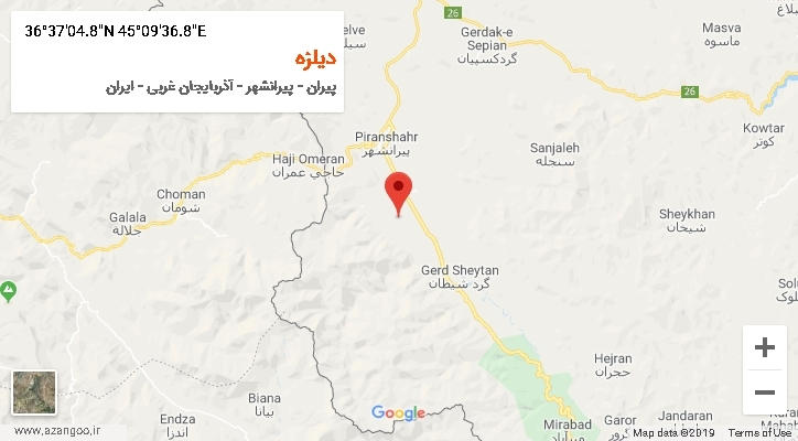 روستای دیلزه بر روی نقشه