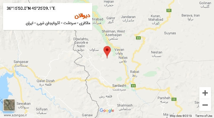 روستای دیوالان بر روی نقشه