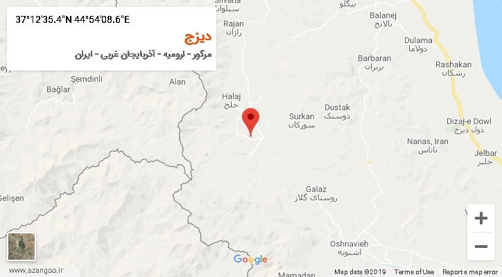 روستای دیزج بر روی نقشه