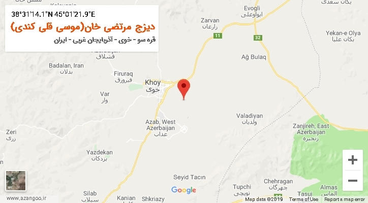 روستای دیزج مرتضی خان(موسی قلی کندی) بر روی نقشه