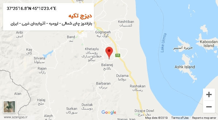 روستای دیزج تکیه بر روی نقشه