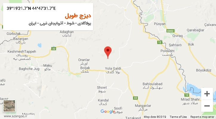 روستای دیزج طویل بر روی نقشه