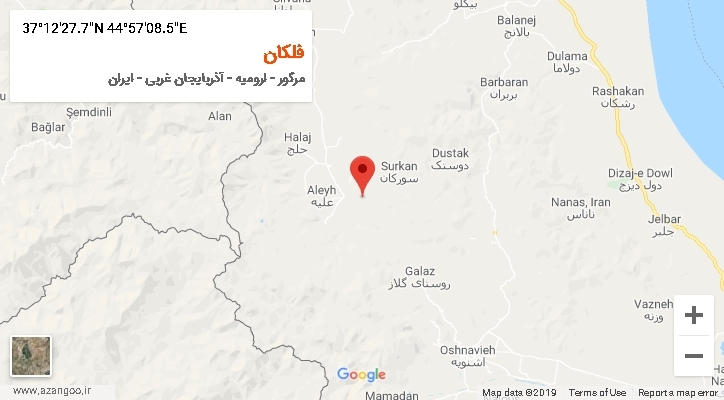 روستای فلکان بر روی نقشه