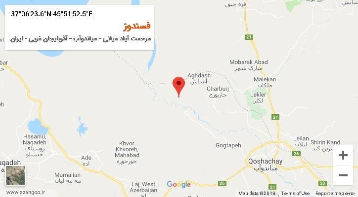 روستای فسندوز بر روی نقشه