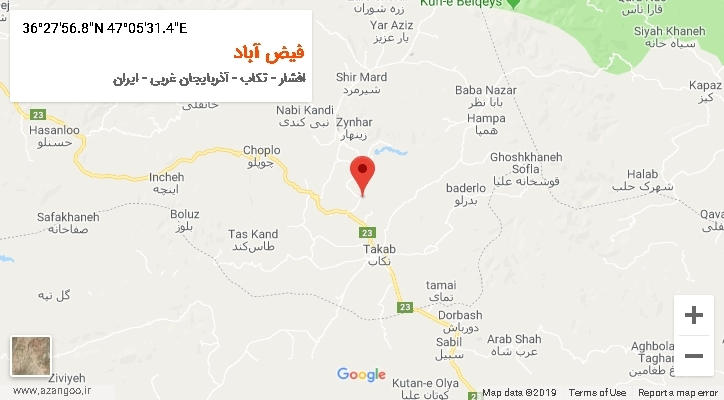 روستای فیض آباد بر روی نقشه