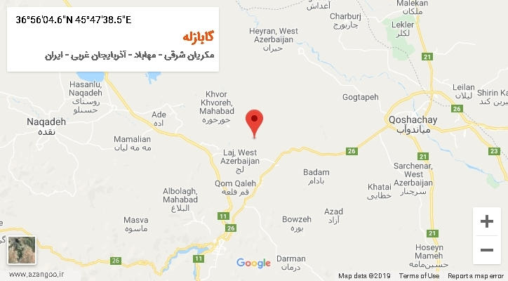 روستای گابازله بر روی نقشه