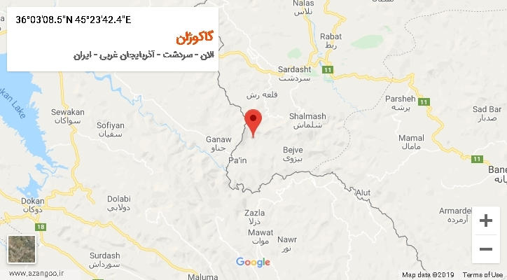 روستای گاکوژان بر روی نقشه
