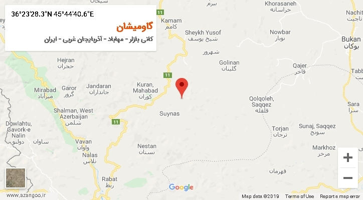 روستای گاومیشان بر روی نقشه