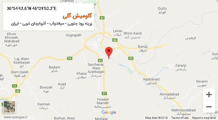 روستای گاومیش گلی بر روی نقشه