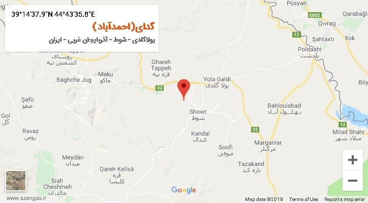 روستای گدای(احمدآباد) بر روی نقشه
