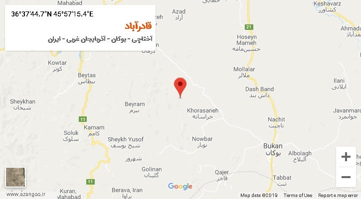 روستای قادرآباد بر روی نقشه