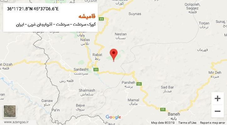 روستای قامیشه بر روی نقشه