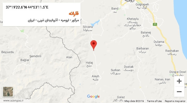 روستای قارانه بر روی نقشه