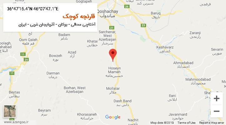 روستای قارنجه کوچک بر روی نقشه