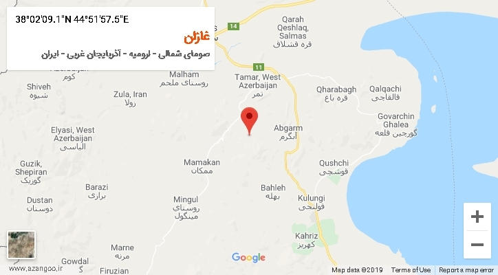 روستای غازان بر روی نقشه