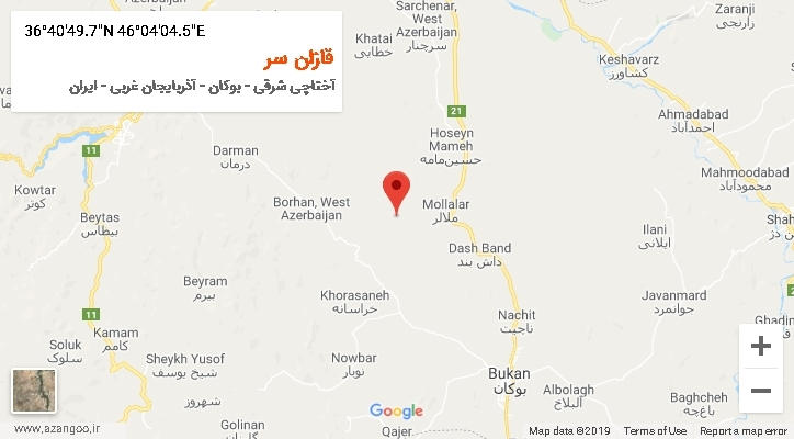 روستای قازان سر بر روی نقشه