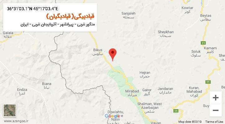 روستای قبادبیگی(قبادبگیان) بر روی نقشه