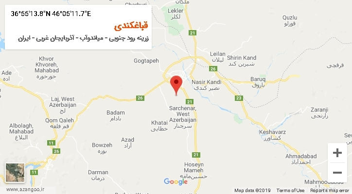 روستای قباغکندی بر روی نقشه