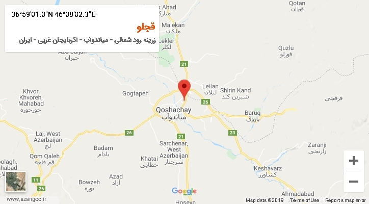 روستای قجلو بر روی نقشه