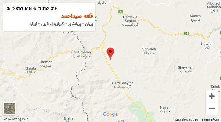 روستای قلعه سیداحمد بر روی نقشه