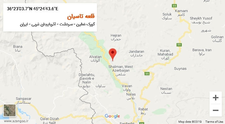 روستای قلعه تاسیان بر روی نقشه