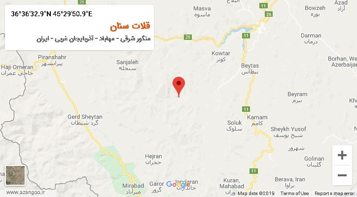روستای قلات سنان بر روی نقشه