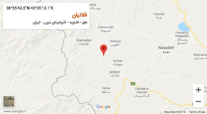 روستای قلاتیان بر روی نقشه