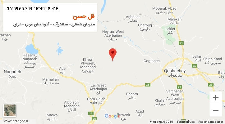 روستای قل حسن بر روی نقشه