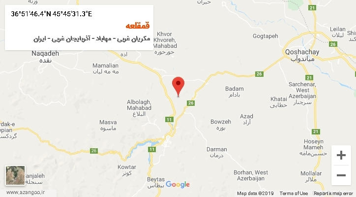 روستای قمقلعه بر روی نقشه