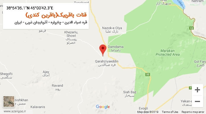 روستای قنات باقربیک(باقرین کندی) بر روی نقشه