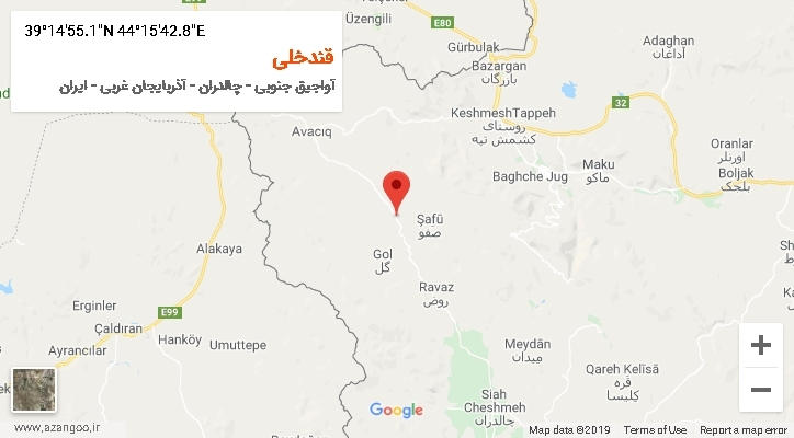 روستای قندخلی بر روی نقشه