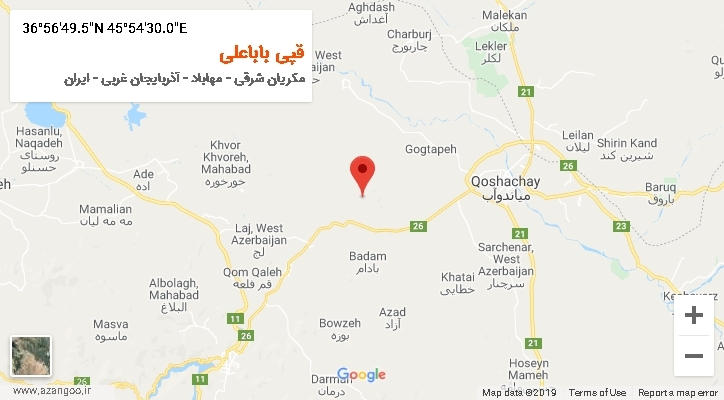 روستای قپی باباعلی بر روی نقشه