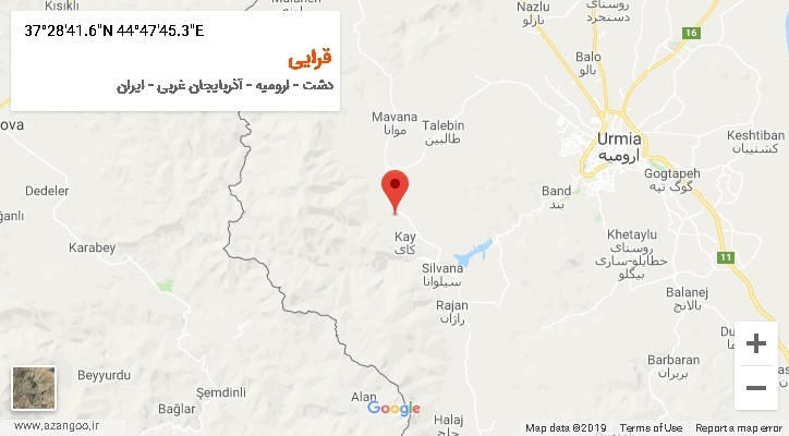 روستای قرایی بر روی نقشه