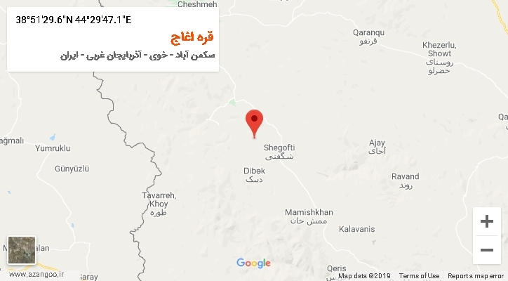 روستای قره اغاج بر روی نقشه